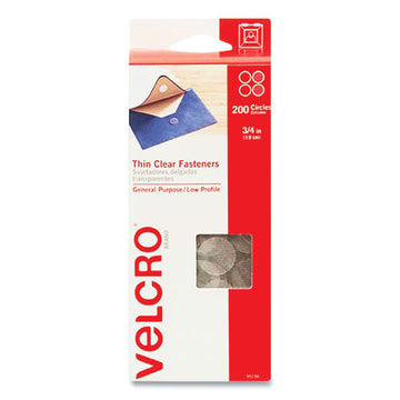 VELCRO® Brand Sticky-back Fasteners, Complete Sets, 0.75" Dia, Clear, 200-pack freeshipping - TVN Wholesale